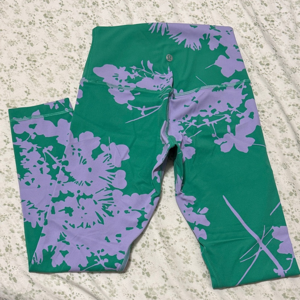 Floral Green and Purple women's Lululemon crop leggings